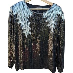 Vintage Sequins Jean for Joseph Le Bon Black Silver Women's Medium